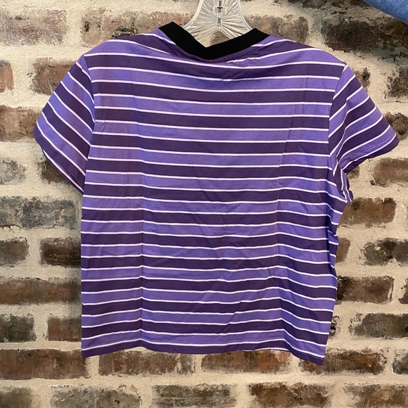 NWT Ragged Jeans Purple Striped Cropped Top - Size XL - Picture 2 of 3